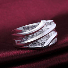 silver plated wedding rings crystal line anillo osohbr07 J4U66