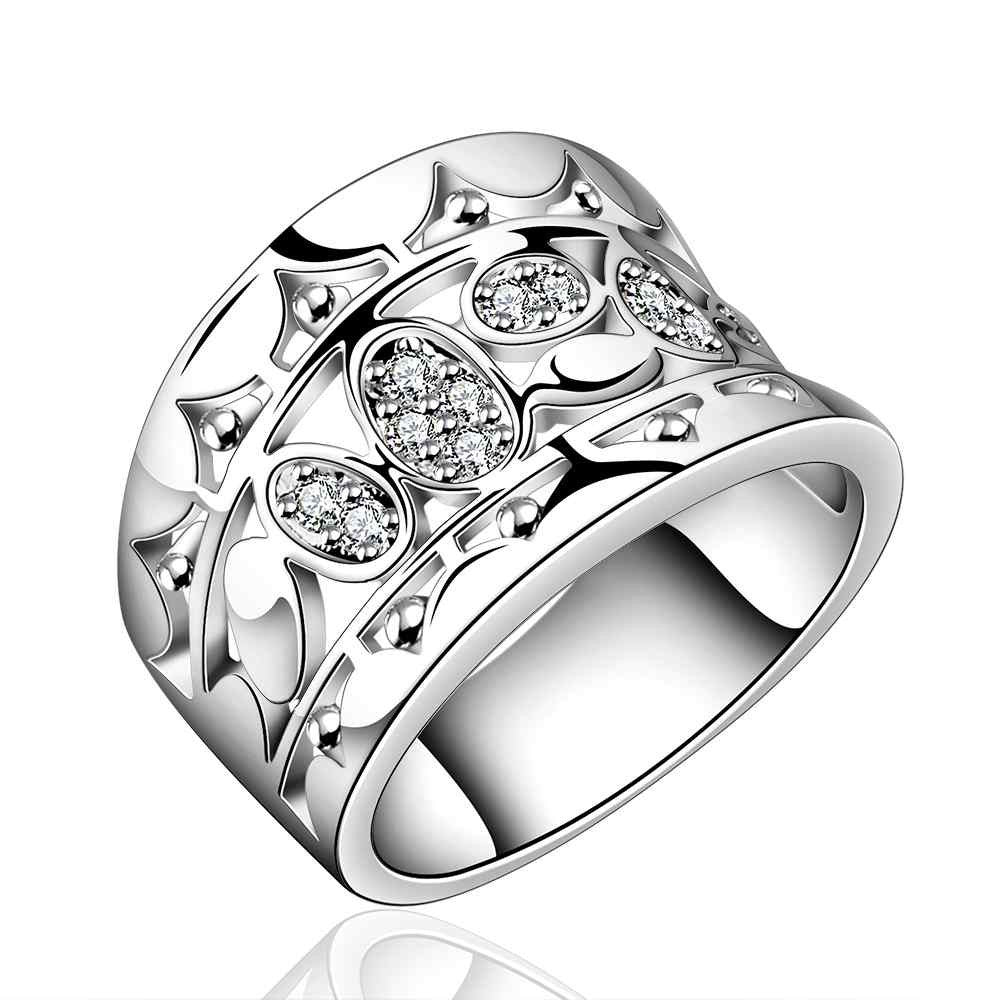 silver plated wedding rings crystal line anillo osohbr07 J4U66
