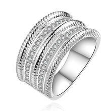 silver plated wedding rings crystal line anillo osohbr07 J4U66
