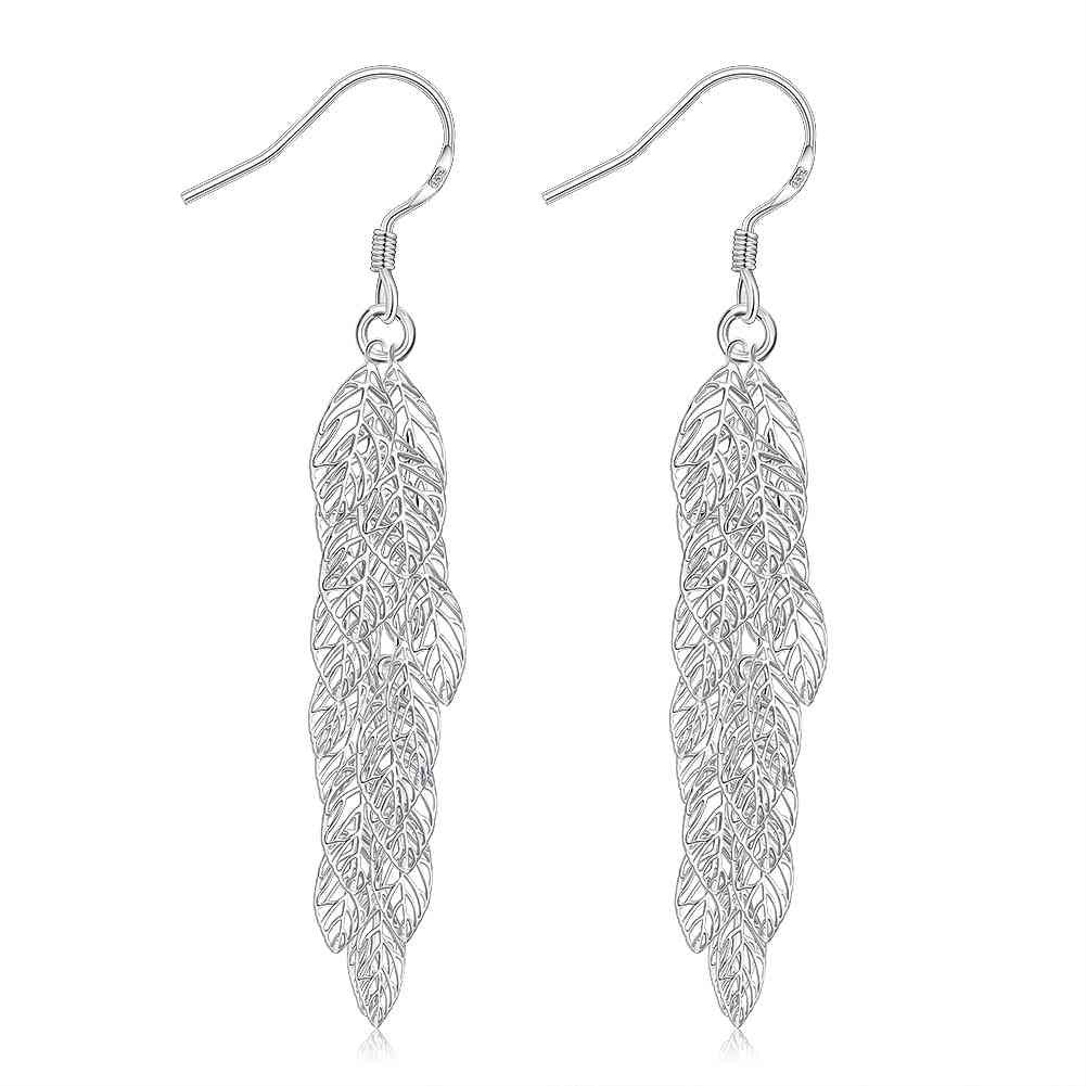 silver earring leaves brincos bijoux women smte74 J4U66