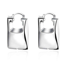 silver earrings rectangle clip orecchini oso smte70 J4U66
