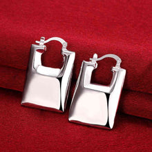silver earrings rectangle clip orecchini oso smte70 J4U66