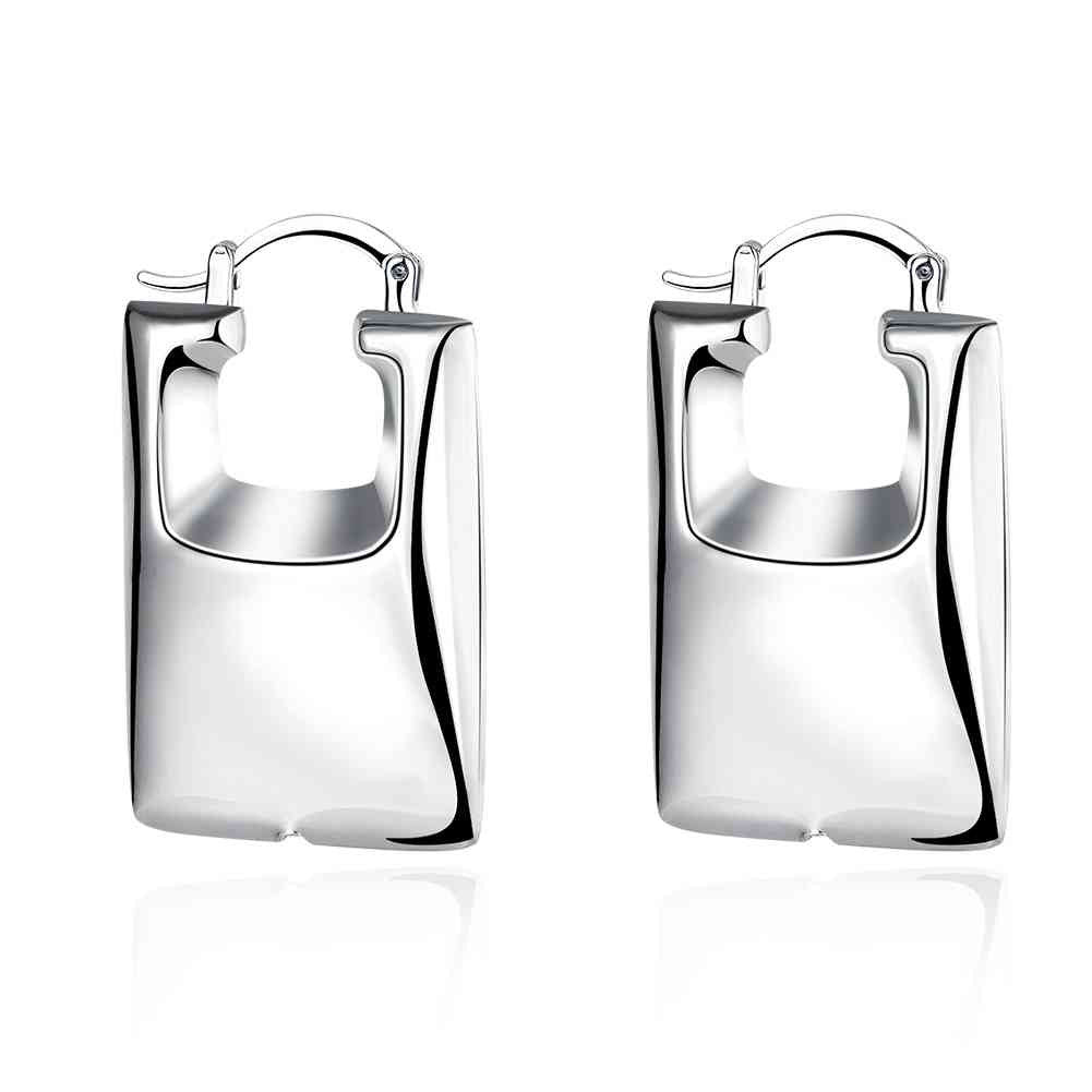silver earrings rectangle clip orecchini oso smte70 J4U66