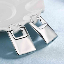 silver earrings rectangle clip orecchini oso smte70 J4U66