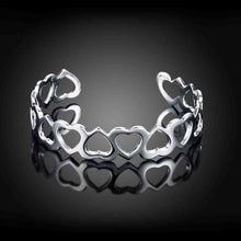 silver plated bangles full hearts women wedding bracelet fine jewelry smtb11 J4U66