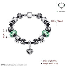 silver plated bracelets bangles size round heart pendant pulseras hombre love J4U66
