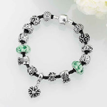 silver plated bracelets bangles size round heart pendant pulseras hombre love J4U66