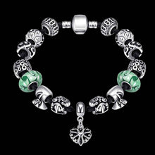 silver plated bracelets bangles size round heart pendant pulseras hombre love J4U66