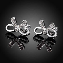 silver plated earings semi hollow bow stud oorbellen jewelry display hbe30 J4U66