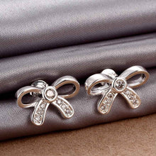silver plated earings semi hollow bow stud oorbellen jewelry display hbe30 J4U66