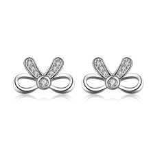 silver plated earings semi hollow bow stud oorbellen jewelry display hbe30 J4U66