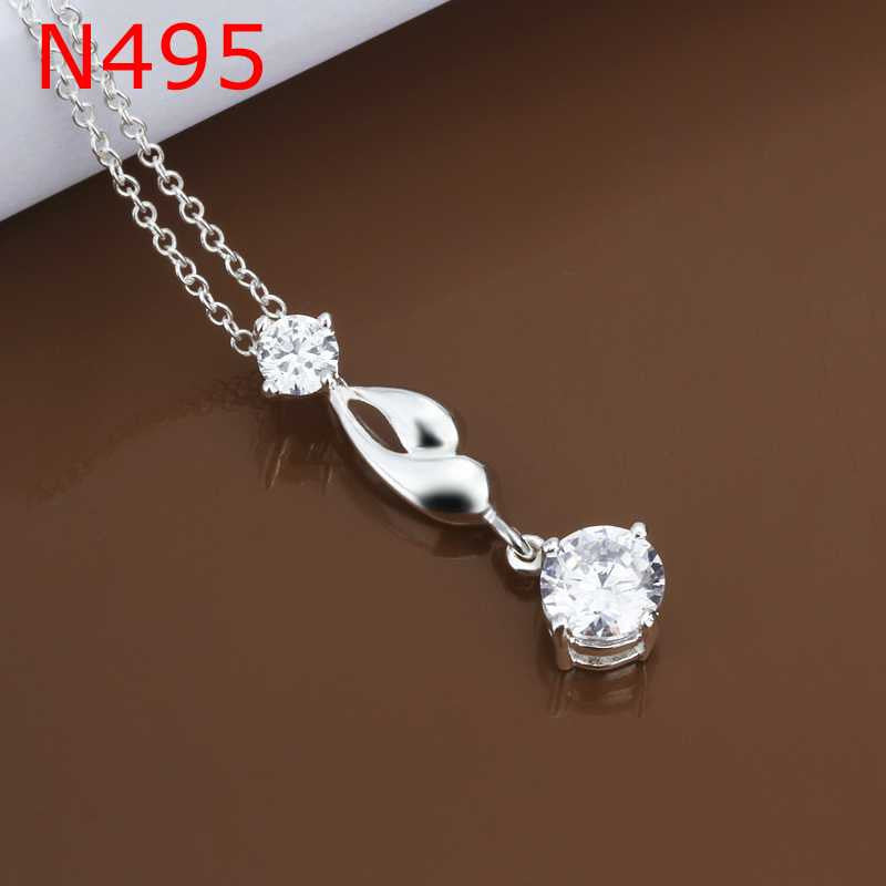 silver plated pendants crystal colar feminino hbn005 J4U66