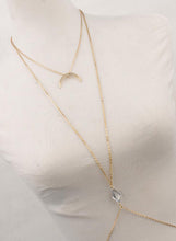 Charming Crossover Harness Crystal Moon Golden Necklace Waist Belt Belly Body Chain Jewelry J4U66
