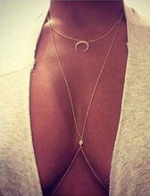 Charming Crossover Harness Crystal Moon Golden Necklace Waist Belt Belly Body Chain Jewelry J4U66