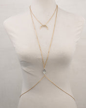 Charming Crossover Harness Crystal Moon Golden Necklace Waist Belt Belly Body Chain Jewelry J4U66