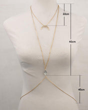 Charming Crossover Harness Crystal Moon Golden Necklace Waist Belt Belly Body Chain Jewelry J4U66