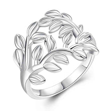 design silver plated engagement rings double leaves aliancas jewellery hbr102 J4U66