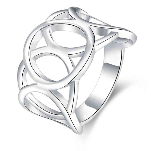 design silver plated wedding ring circle phase sets anillossmtr707 J4U66