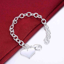 design luxurio silver plated charms bracelet heart tag pulseira masculina love smth27 J4U66