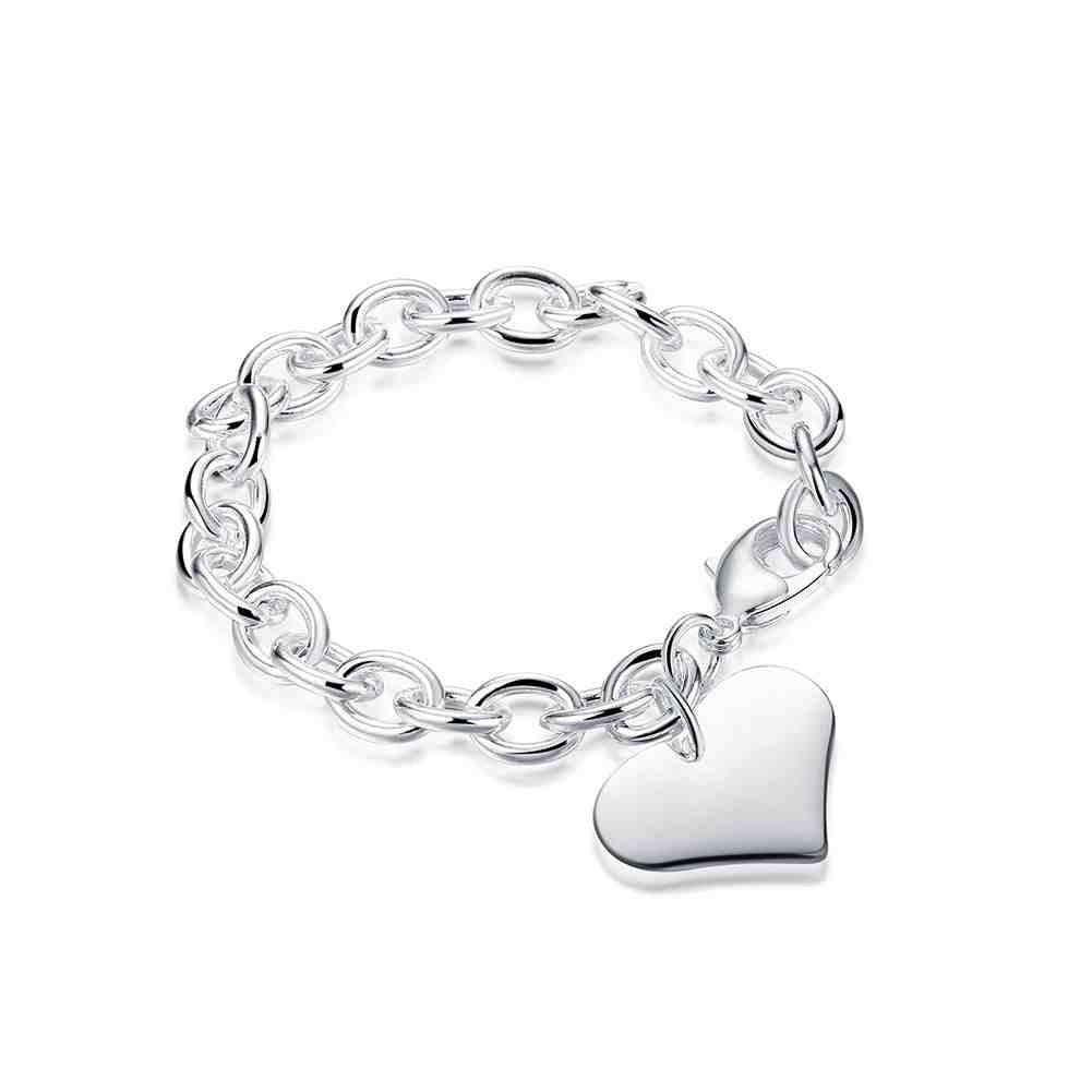 design luxurio silver plated charms bracelet heart tag pulseira masculina love smth27 J4U66