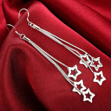 design luxurio silver plated earrings for women triple hollow starcufflinks love smte11 J4U66