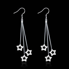 design luxurio silver plated earrings for women triple hollow starcufflinks love smte11 J4U66