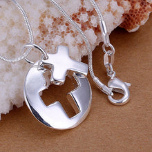 design luxurio silver plated necklaces pendants couple cross colar elegant J4U66