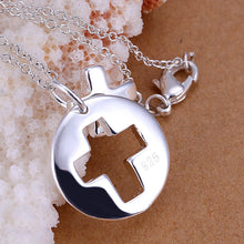 design luxurio silver plated necklaces pendants couple cross colar elegant J4U66