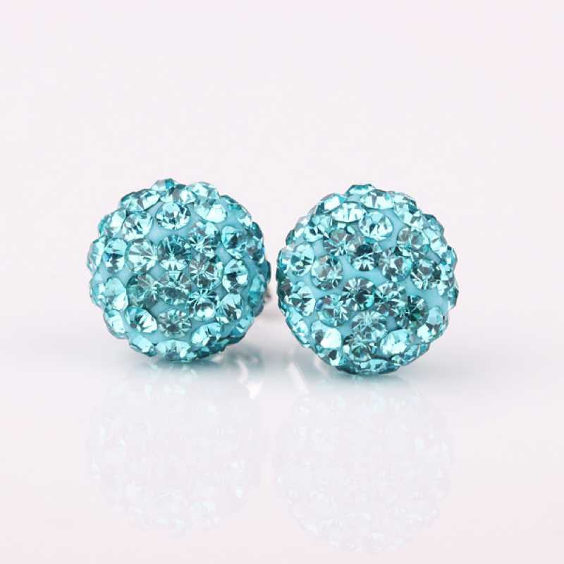 jewellery charms shamballa earing sky blue stud brinco wedding J4U66
