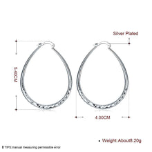 jewellery charms silver plated earring prismatic section hoop brinco J4U66