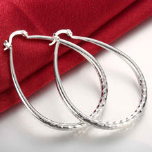 jewellery charms silver plated earring prismatic section hoop brinco J4U66