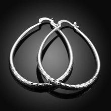 jewellery charms silver plated earring prismatic section hoop brinco J4U66