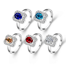 jewellery charms silver plated engagement ring tetragonal crystal insets anel masculino bone fspr045 J4U66