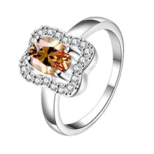 jewellery charms silver plated engagement ring tetragonal crystal insets anel masculino bone fspr045 J4U66