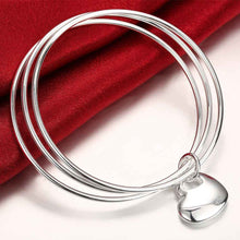 jewellery charms silver plated friendship bangle triple circle heart women pulseras bone smtb175 J4U66