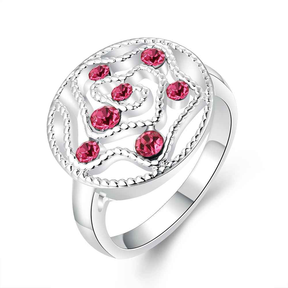 jewellery charms silver plated ring hollow circular insets aliancas diy smtr77 J4U66