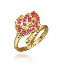gorgeous 18k real gold plated rings blue leaf anel feminino charm hbr257 J4U66