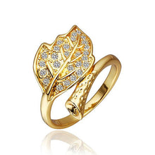 gorgeous 18k real gold plated rings blue leaf anel feminino charm hbr257 J4U66