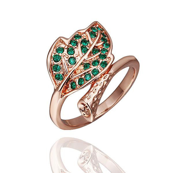 gorgeous 18k real gold plated rings blue leaf anel feminino charm hbr257 J4U66