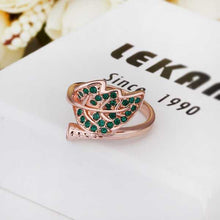 gorgeous 18k real gold plated rings blue leaf anel feminino charm hbr257 J4U66