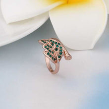 gorgeous 18k real gold plated rings blue leaf anel feminino charm hbr257 J4U66