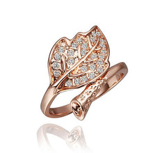 gorgeous 18k real gold plated rings blue leaf anel feminino charm hbr257 J4U66