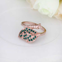 gorgeous 18k real gold plated rings blue leaf anel feminino charm hbr257 J4U66