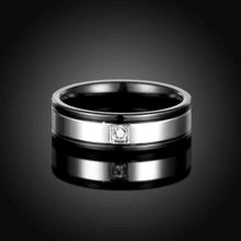 gorgeous mens titanium steel engagement rings round inlaid crystal anel masculino bijouterie tsgr021 J4U66