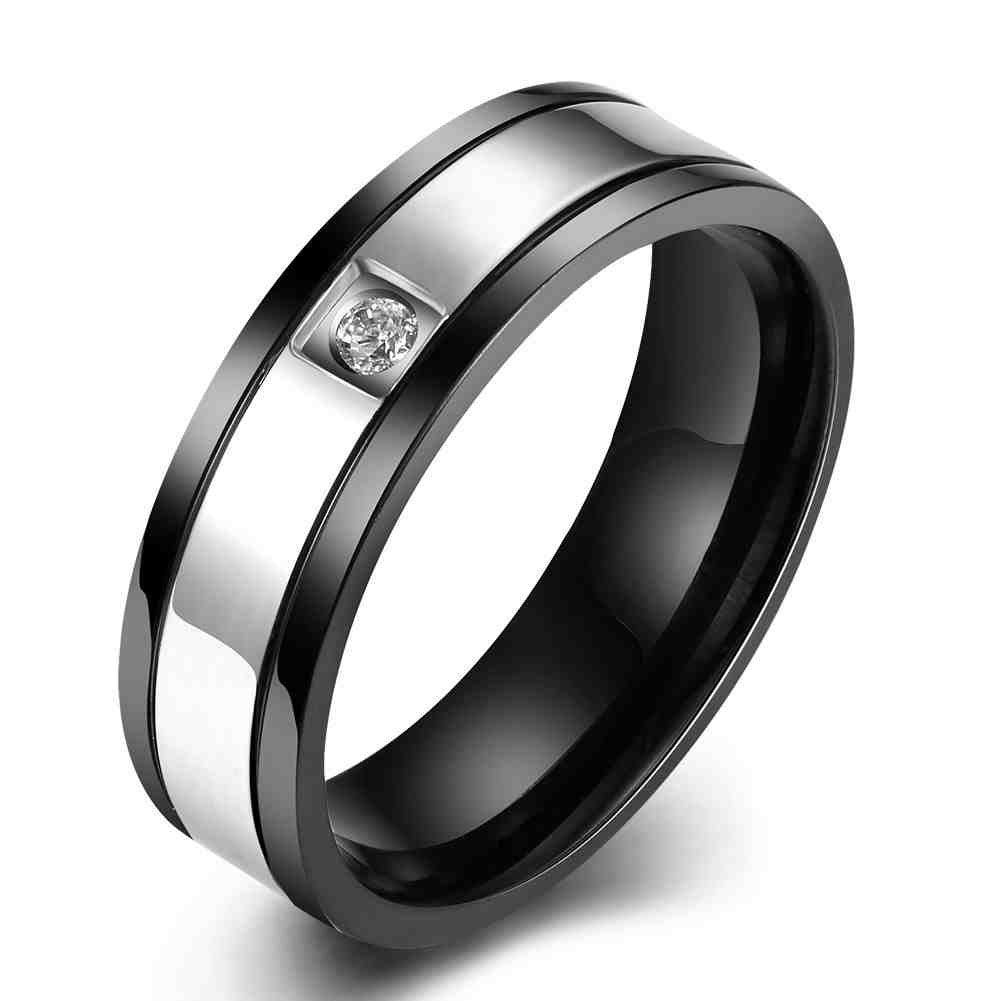 gorgeous mens titanium steel engagement rings round inlaid crystal anel masculino bijouterie tsgr021 J4U66