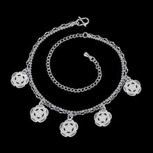 gorgeous silver bracelet anklets double flower ankle bracelet diy hba010 J4U66