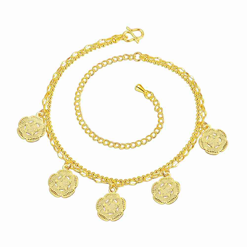gorgeous silver bracelet anklets double flower ankle bracelet diy hba010 J4U66
