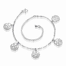 gorgeous silver bracelet anklets double flower ankle bracelet diy hba010 J4U66