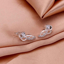 gorgeous silver plated earings jewelry moon hook white gem stud orecchini 100 hand madeball hbe023 J4U66
