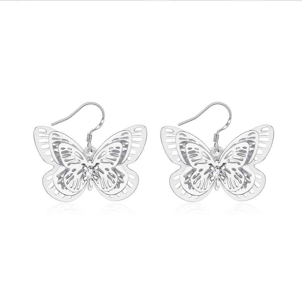 gorgeous silver plated earrings for women butterfly brincos sport smte4 J4U66